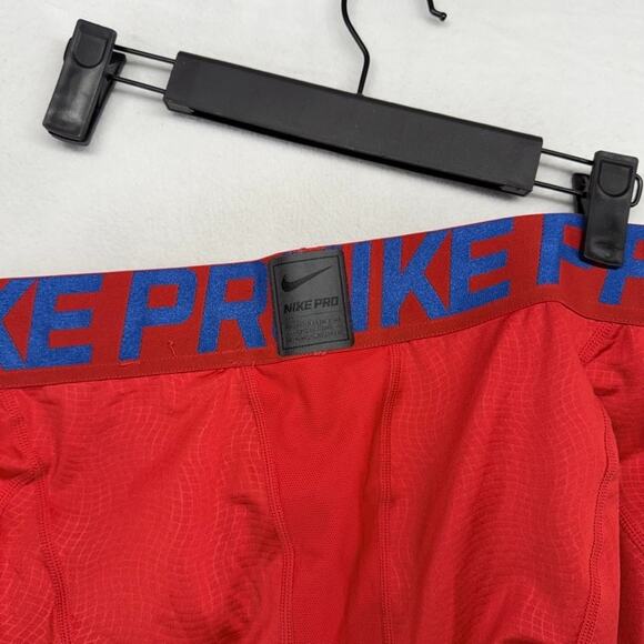 Nike Pro Compression Tights Men's XL Red Training Workout Lifting Full Length - Picture 7 of 9